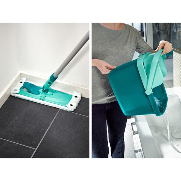 Leifheit Combi XL 55360 lattianpuhdistussarja, moppi ämpärillä ja 12 L vesisäiliöllä sekä mikro duo -huppu, lattiamoppi 42 cm