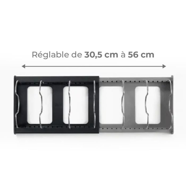 Keittiön järjestäjä - Joseph Joseph - DrawerStore™ - Laajennettavissa 30,5 - 56 cm - 7 jakajaa - Harmaa grå