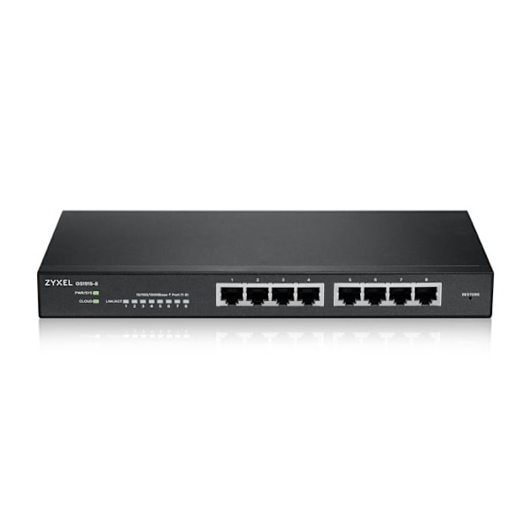 Kytkin - Zyxel - GS1915-8 - 8 Ethernet-porttia - Hallinnoitu - Musta