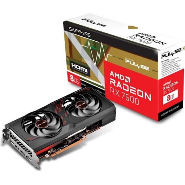 SAPPHIRE - Grafikkort - PULSE AMD RADEON™ - RX 7600 GAMING 8GB GDDR6 - HDMI / TRIPLE DP