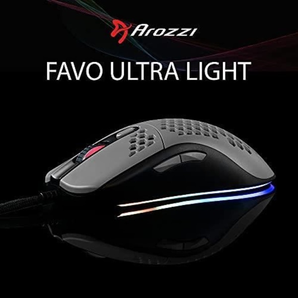 Arozzi Favo Ultra Light RGB langallinen pelihiiri (harmaa/musta)