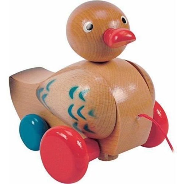 Woodyland 90123 - KVM SWITCH - 16 x 12 cm pædagogisk legetøj Pull Duck (brun)