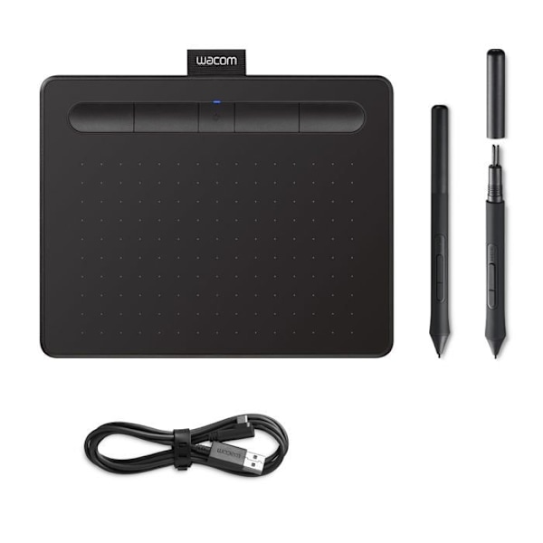 Wacom Intuos Intuos S, langallinen ja langaton, 152 x 95 mm, USB-Bluetooth, 7 mm, kynä, 0,25 mm Svart