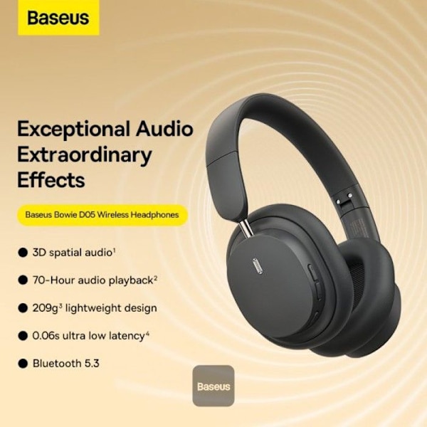 BASEUS Bowie D05 Langattomat Bluetooth-kuulokkeet Taitettavat HiFi-stereomusiikkikuulokkeet