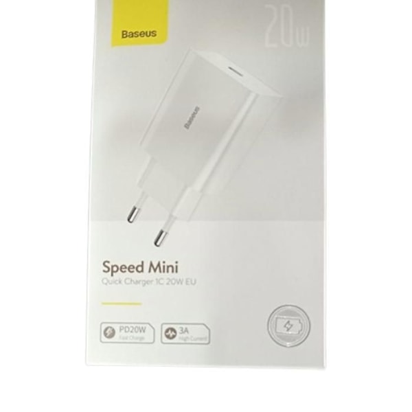 BASEUS SPEED MINI SNABBLADDARE, 1C, 20W, EUROPEISK VERSION, VIT FÄRG. Vit