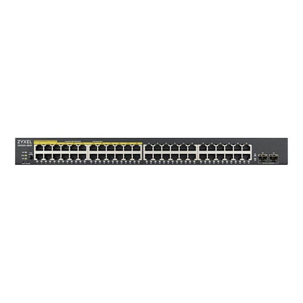 Kytkin - Zyxel - 48p Gbe 24PoE - L2 Älykäs - 48 Porttia RJ-45 - Rack musta