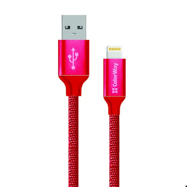 Kaapeli päivämäärä, USB Lightningille, 2,1 A, 1 m - ColorWay (CW-CBUL004-RD) - Punainen