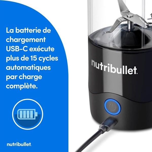 Blender transportabel - NUTRIBULLET - NBP003B - 100 W - 475 ml - Uden BPA - Sort