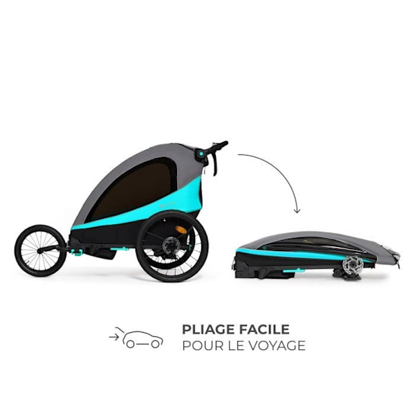 Cykeltrailer 3 i 1 - Kinderkraft NAVA - Joggevogn - Til en eller to børn - Blå