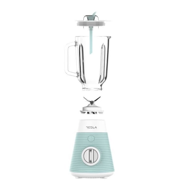 TESLA - BL510BWS - Blender - Glas skål - 500 watt - 4 blade i rustfrit stål - Blå og hvid