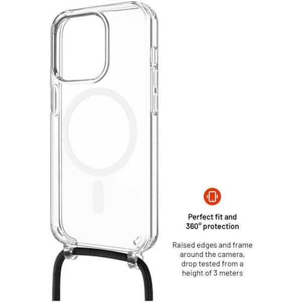 FIXE MagPure Neck med sort håndledsrem til Apple iPhone 16 Pro