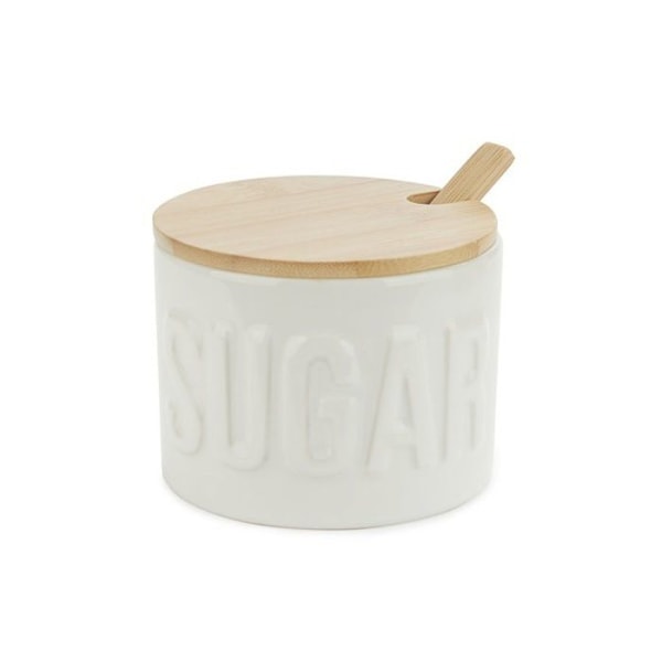 Balvi keramik/bambus sukkerskål vit/beige