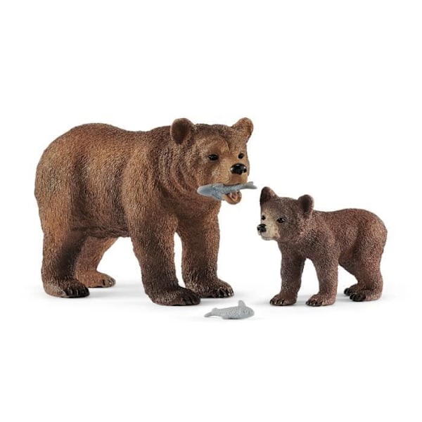 Figuriner Mamma grizzly med unge - SCHLEICH 42473 WILD LIFE - Slitstarkt djurleksaksset Flerfärgad