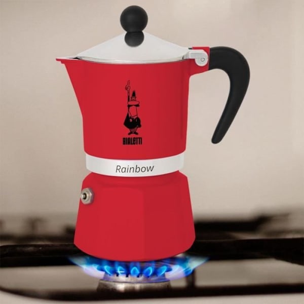 Italiensk kaffemaskine - BIALETTI - RAINBOW - 6 kopper - 0,30 L - Rød Rød