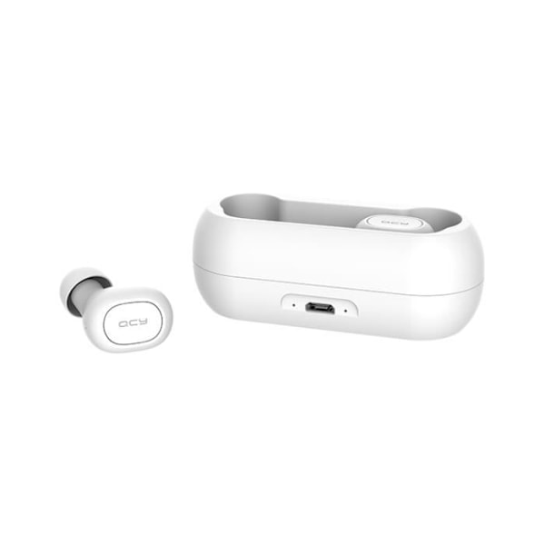 Trådlösa hörlurar - QCY - T1C - Bluetooth 5.0 - USB-C laddningsfodral - Svettsäker Vit