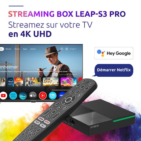 Box Android TV 4K - STRONG - LEAP-S3 PRO - Chromecast - Google Röstassistent - Wifi 6 - 32Go