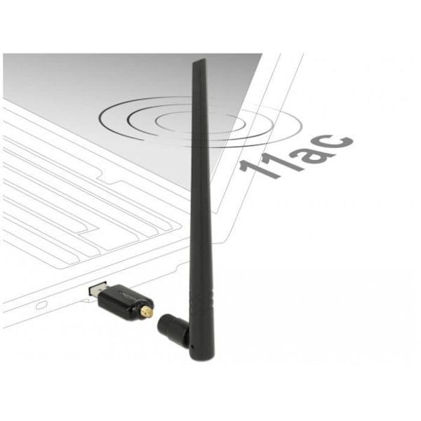 DeLOCK 12535, Langaton, USB, Langaton RF, IEEE 802.11ac, Musta