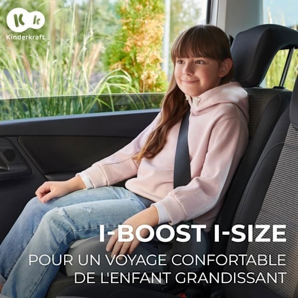 Lasten istuin I-SIZE 135-150 cm - KINDERKRAFT I-BOOST - Helppo asentaa tai isofix - Kevyt vain 2,5 kg - Harmaa
