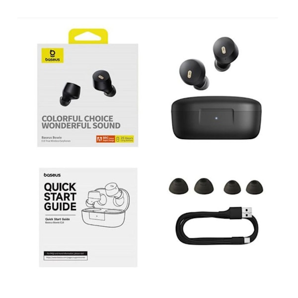 Bowie E18 trådlösa hörlurar (A00023800123-00) Bluetooth 5.3, True Wireless, ENC Call, Waterproof Baseus Black