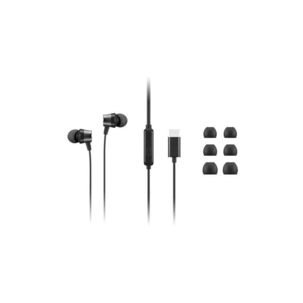 In-ear hörlurar - LENOVO - USB-C - Vit - Trådad - Spela/pause-knappar