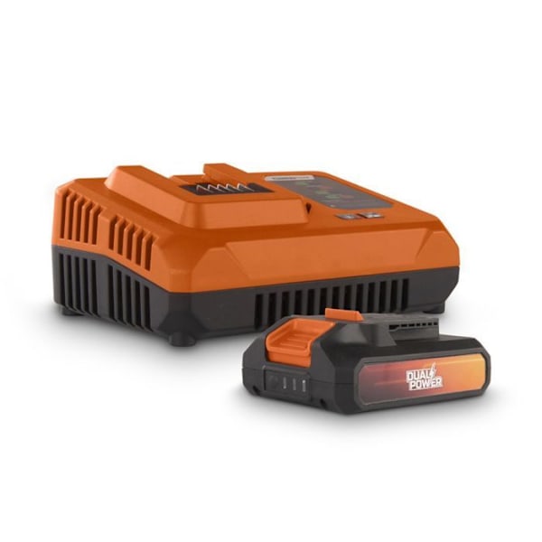 Set med Batterie og Oplader Dual Power POWDP9062 - 20 V Batterie og 4 A Oplader - til 20 V trådløse værktøjer. Orange