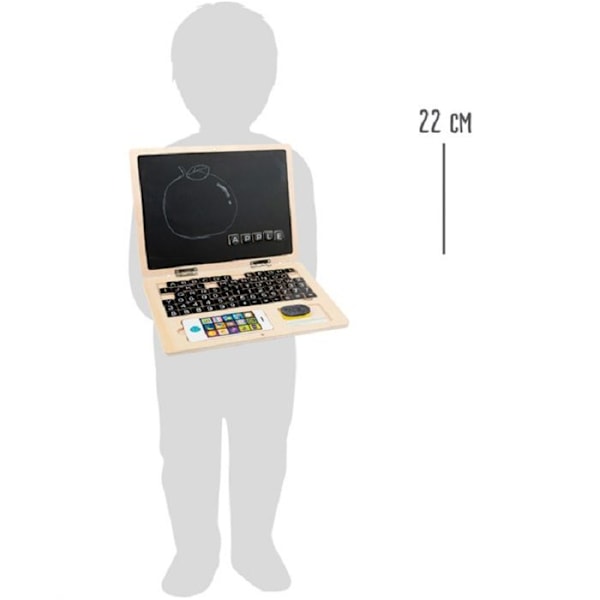 Puinen kannettava tietokone - Pieni jalka - Magneettitaulu - Ruskea ja musta - Beige - Lapsi - Sekalainen Brunt och svart
