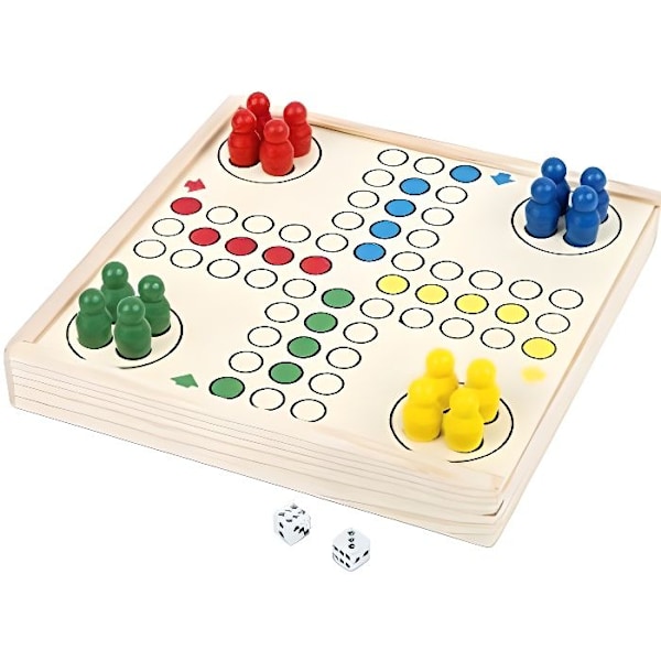 Small Foot Ludo to go -lautapeli - PIENI JALKA - Käytännöllinen puinen laatikko - 2 pelaajaa tai enemmän - 3 vuotta +