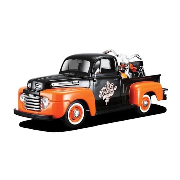 Miniajoneuvo - MAISTO - Ford F-1 Pick-Up 1948 + Moottoripyörä - Oranssi Orange