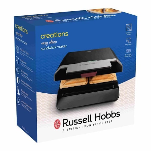 Croque monsieur - RUSSELL HOBBS - 26800-56 - 750 W - Hurtig opvarmning: 108 s - Non-stick - Sort / Stål Svart