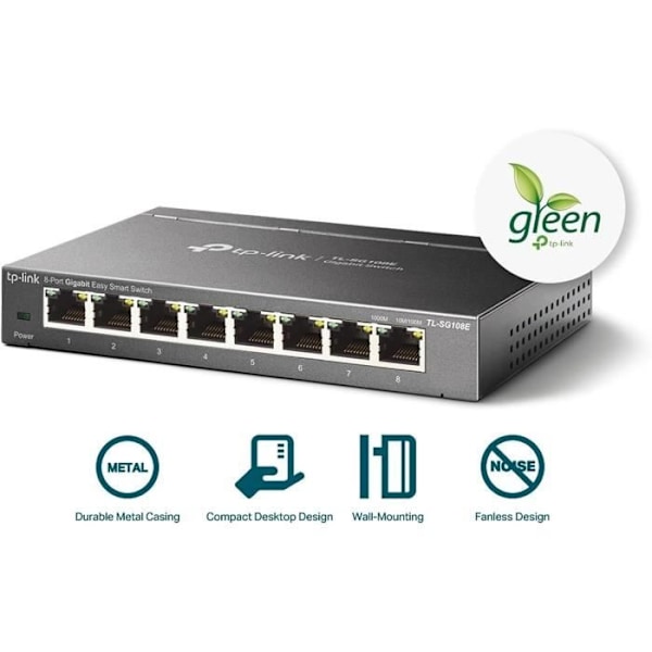 Tp Link nätverksswitch 8-portars skrivbordsswitch 10/100/1000 Mbps