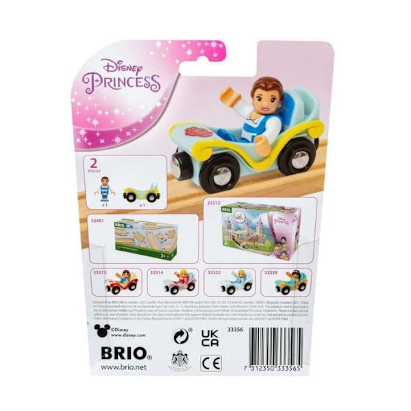 Belle & Disney Princesses Ravensburger vagn - blå/gul/svart - 150x40x200 mm Blå, gul, svart