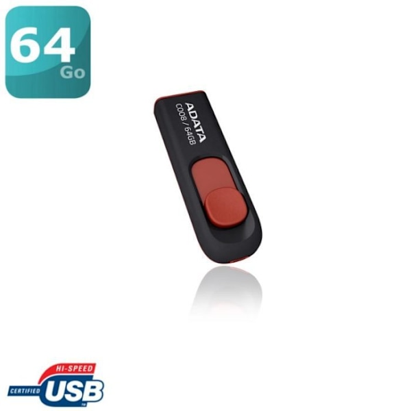 ADATA C008 USB-muistitikku 64 Gt punainen musta, Punainen