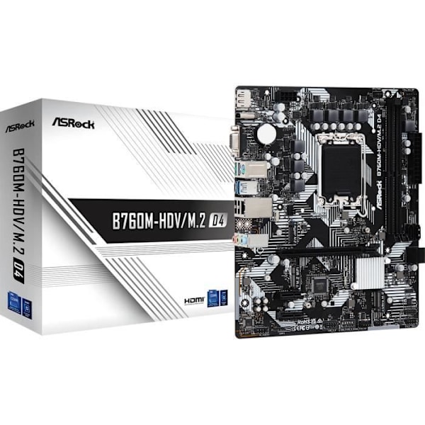 ASRock B760M-HDV/M.2 DDR4 (Intel LGA 1700) Micro ATX -emolevy - harmaa - TU