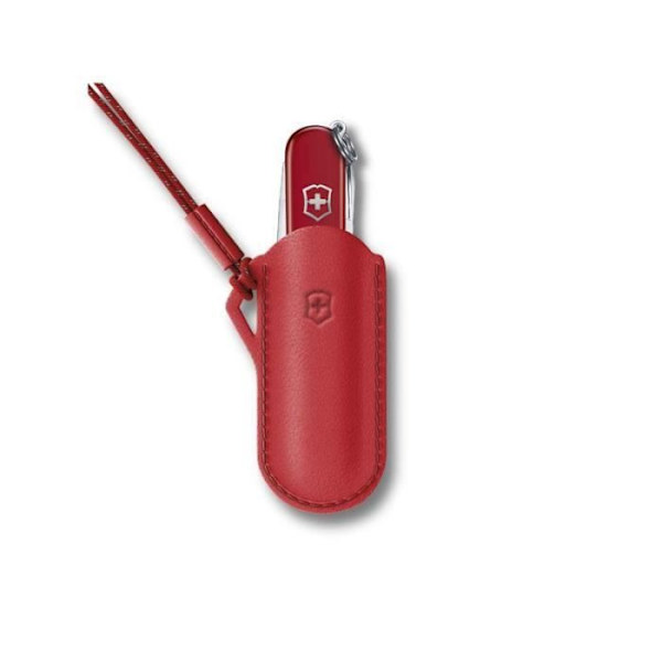 Victorinox “STYLE ICON” nahkatasku CLASSIC-kynäveitselle, 70 x 39 x 4 mm, punainen, johto.