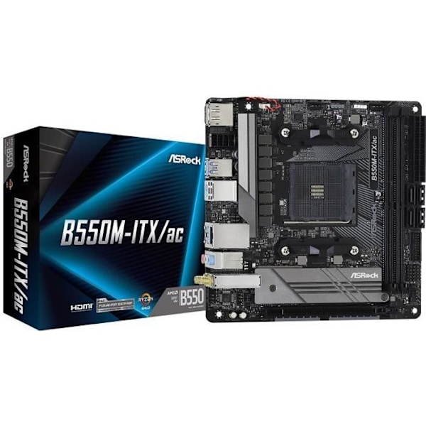 ASROCK B550M-ITX/AC bundkort - Sokkel AM4 - DDR4 - SATA 6Gb/s + M.2 PCI-E NVMe - USB 3.0 - PCI-Express 4.0 16x