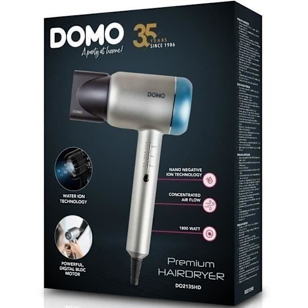Hårtørrer - DOMO - DO2135HD - 1800W Grå og blå