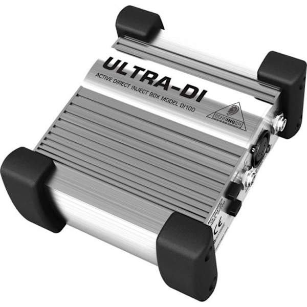 DI-box - BEHRINGER - DI100 - Aktiv - XLR- och Jack-ingångar - Fantom- eller batteriström