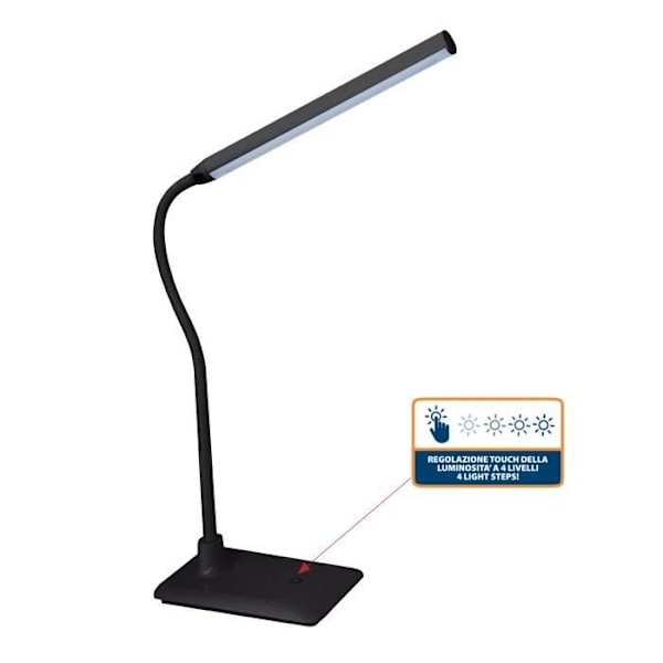 LED skrivebordslampe - VELAMP - SLIM - Sort - Justerbar - Dæmpbar - Moderne design sort