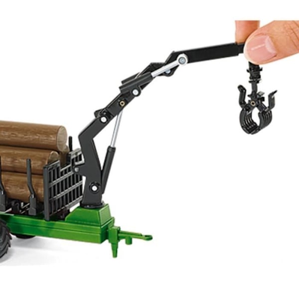 John Deere traktor med skogsvagn - SIKU - Skala 1/50 - Barnleksak från 3 år Grön, brun och svart