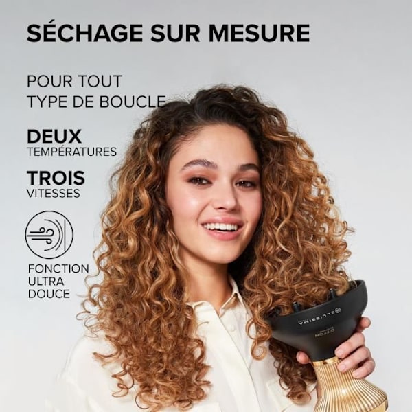 Hårtørrer Bellissima DIFFON SUPREME CURL FLOW XL SORT-GULD Svart och gyllene glam
