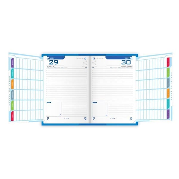 OXFORD Diary 100738287 - 12 x 18 cm - 1 päivä per sivu - Pehmeäkantinen - 352 P - Väri Sininen Blå