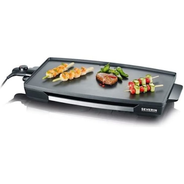 Plancha SEVERIN - KG2397 - Kogeoverflade 32,5x59,5cm - Non-stick støbejern plade - 2200W Sort
