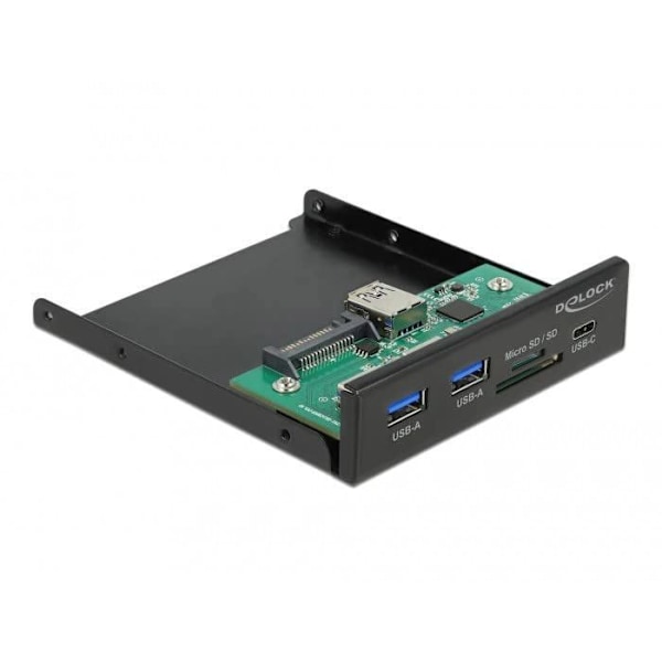 Etupaneeli - DELOCK - 3,5" USB 3.2 GEN 1 - 1 x USB Type-C™ - 2 x USB Type-A - SD ja Micro SD