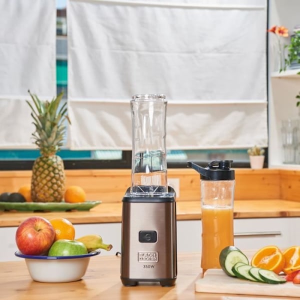 BLACK+DECKER BXJBA350E 350W blender, 2 600ml flasker, 4 knive i rustfrit stål