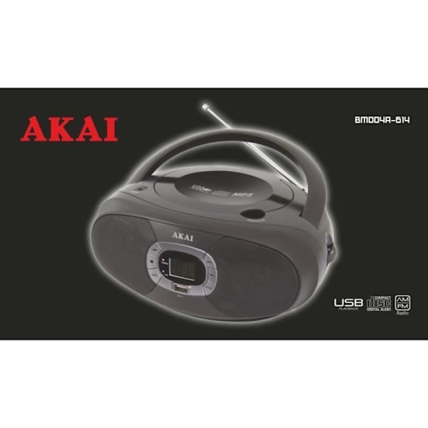 CD-soitin - AKAI - BOOMBOX - USB - FM-radio sort
