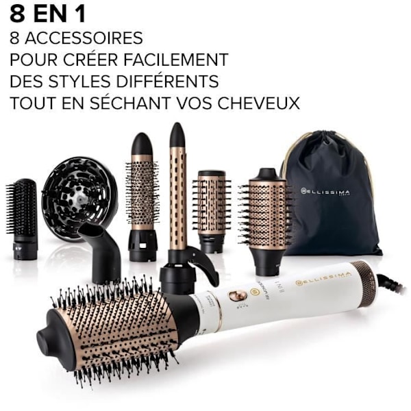 Stylingbørste Bellissima AIR WONDER BRUSH HVIDGULD Satinvit + guld