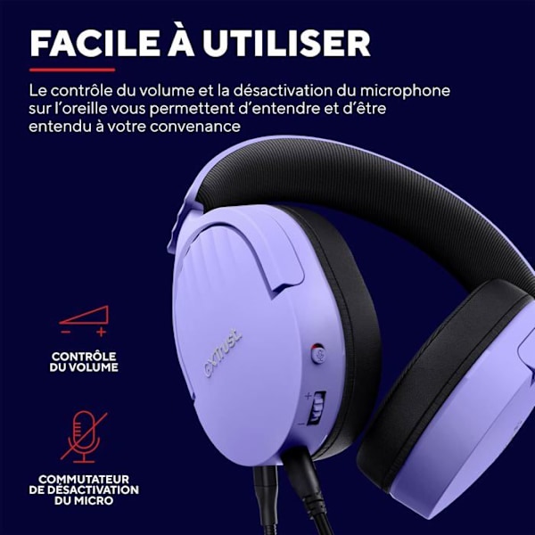 Pelikuulokkeet - Trust Gaming - GXT 489P Fayzo - Langallinen - Melua vaimentava mikrofoni - Violetti
