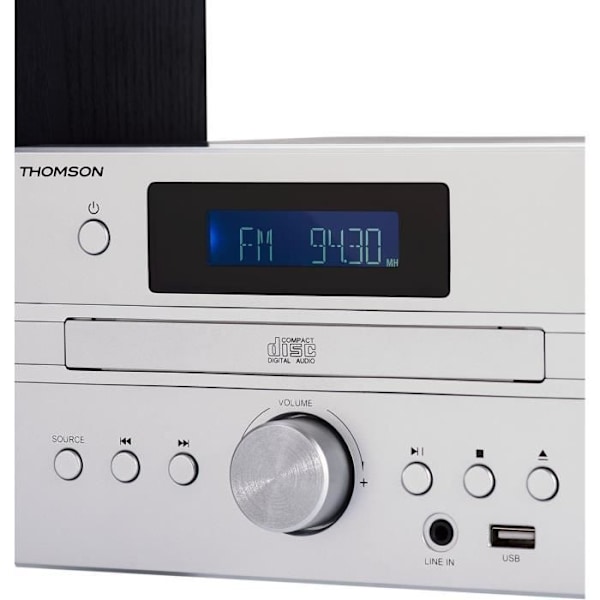 THOMSON MIC122BT mikrojärjestelmä - 50 W Bluetooth MP3/CD/USB-soitin - 30 asemaa - Bass Boost -tekniikka - Harmaa