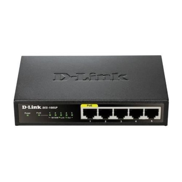 D-LINK DES-1005P/E switch - 5 portar - Ohanterad - Fast Ethernet (10/100) Svart