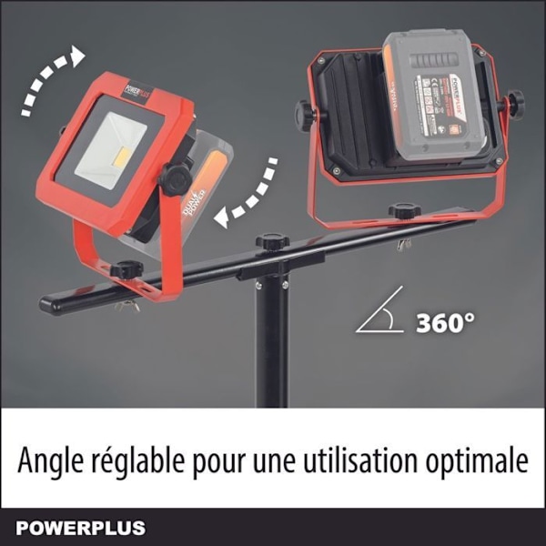 Powerplus Dual Power LED Projektor Genopladelig POWDP8035 - Byggelekt lampe på 20 V og 2x2000 lm - uden batteri eller oplader orange